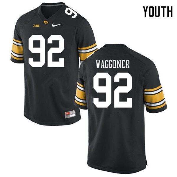 Youth #92 John Waggoner Iowa Hawkeyes College Football Jerseys Sale-Black
